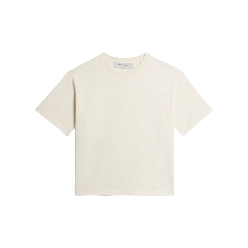 Golden Goose Men Aged-Effect Cotton T-Shirt With Reverse Logo On The Back